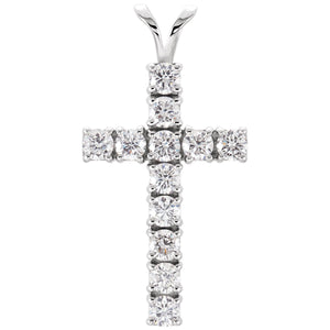 Accented Cross Pendant · 4.25 ct — 14K White Gold
