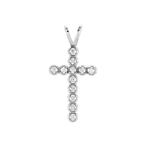 Accented Cross Pendant · 1.4 ct — 14K White Gold