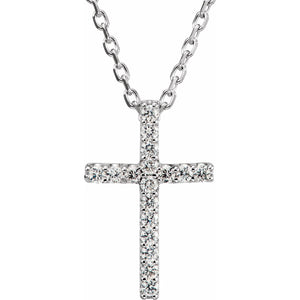 Petite Cross Necklace · 1.06 ct — 14K White Gold