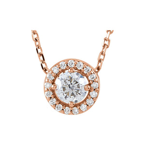Halo-Style Necklace · 3.6–5.4 ct — 14K Rose Gold
