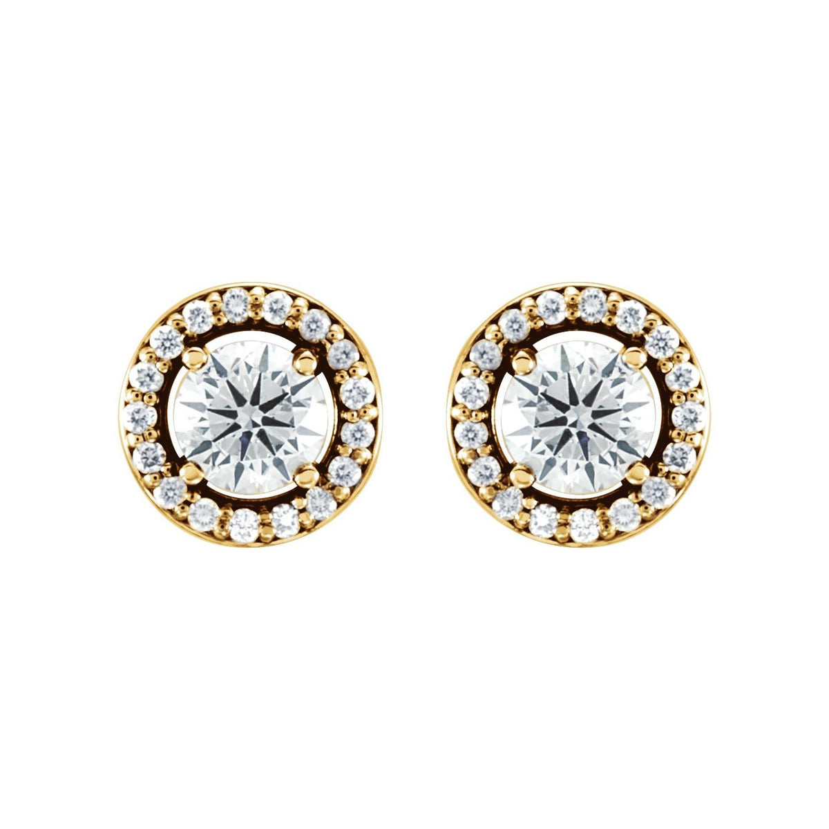 Round 4-Prong Halo-Style Earrings · 0.5 ct — 14K Yellow Gold view 2