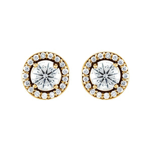 Round 4-Prong Halo-Style Earrings · 0.5 ct — 14K Yellow Gold view 2