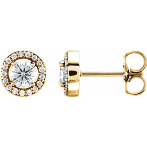 Round 4-Prong Halo-Style Earrings · 0.5 ct — 14K Yellow Gold