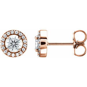 Round 4-Prong Halo-Style Earrings · 0.5 ct — 14K Rose Gold