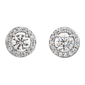 Round 4-Prong Halo-Style Earrings · 0.5 ct — 14K White Gold view 2