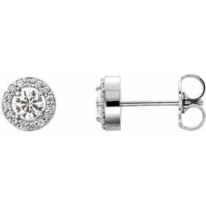 Round 4-Prong Halo-Style Earrings · 0.5 ct — 14K White Gold
