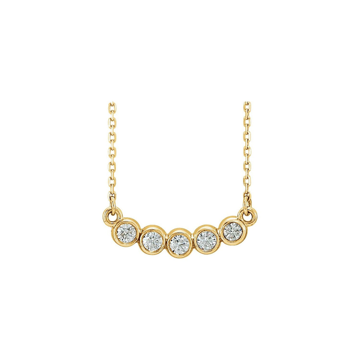 Five-Stone Bezel-Set Necklace · 1.57–4.25 ct — 14K Yellow Gold
