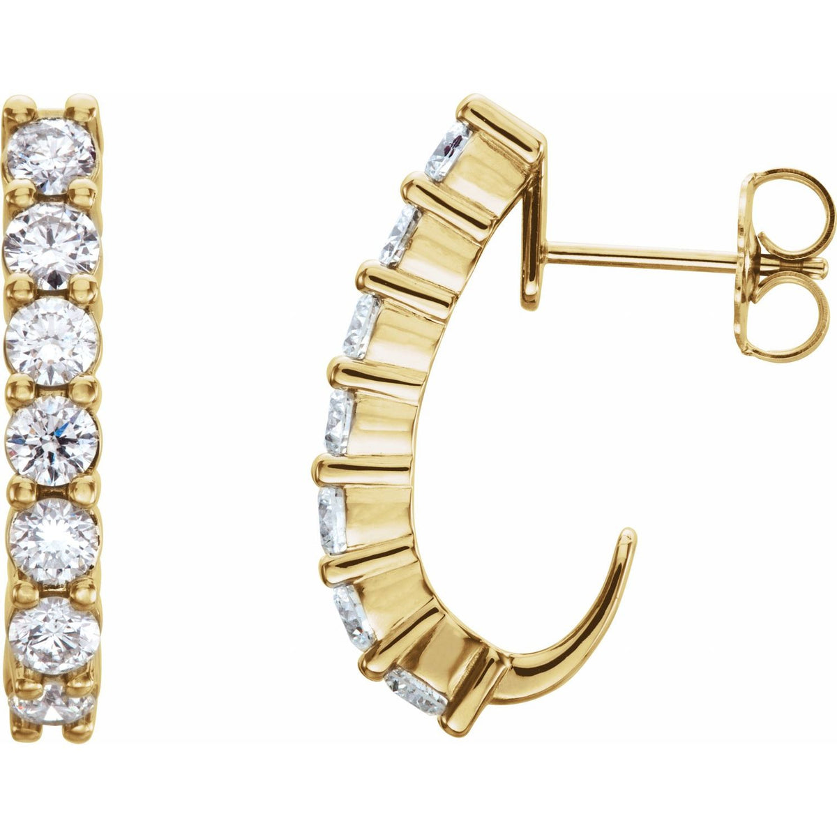 J-Hoop Earrings · 0.75–1.25 ct — 14K Yellow Gold