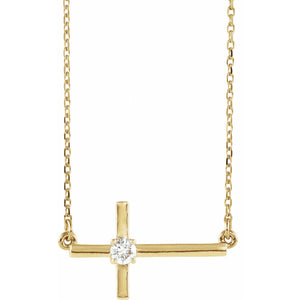 Sideways Cross Necklace · 3.1 ct — 14K Yellow Gold