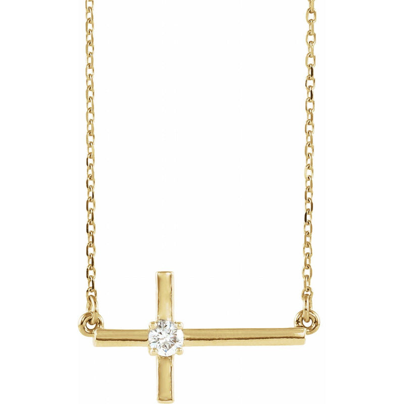 Sideways Cross Necklace · 3.1 ct — 14K Yellow Gold