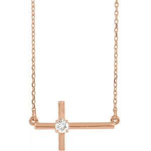 Sideways Cross Necklace · 3.1 ct — 14K Rose Gold