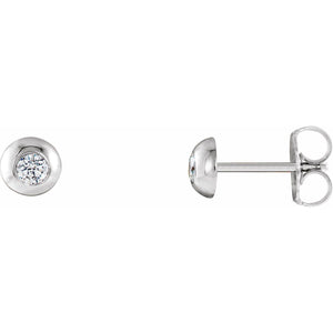 Round Bezel-Set Stud Earrings · 0.13–0.33 ct — 14K White Gold