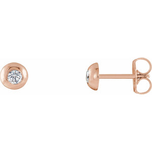 Round Bezel-Set Stud Earrings · 0.13–0.33 ct — 14K Rose Gold