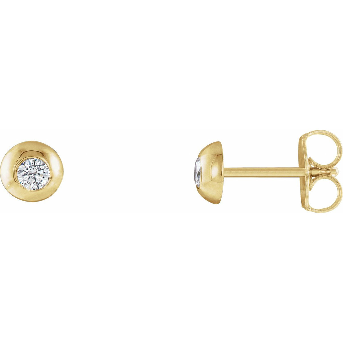 Round Bezel-Set Stud Earrings · 0.13–0.33 ct — 14K Yellow Gold