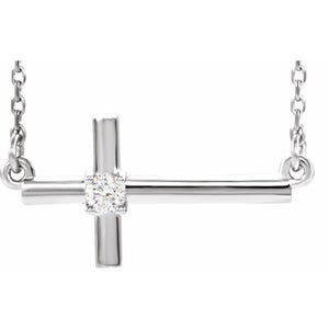 Sideways Cross Necklace · 3.1 ct — 14K White Gold