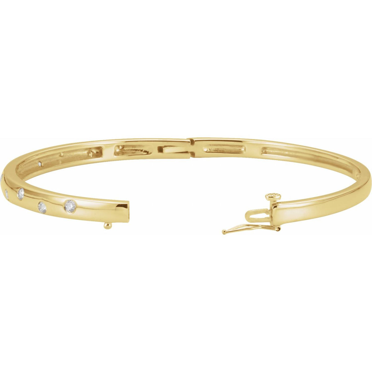 Accented Hinged Bangle Bracelet · 0.5 ct — 14K Yellow Gold view 2