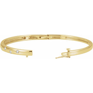 Accented Hinged Bangle Bracelet · 0.5 ct — 14K Yellow Gold view 2
