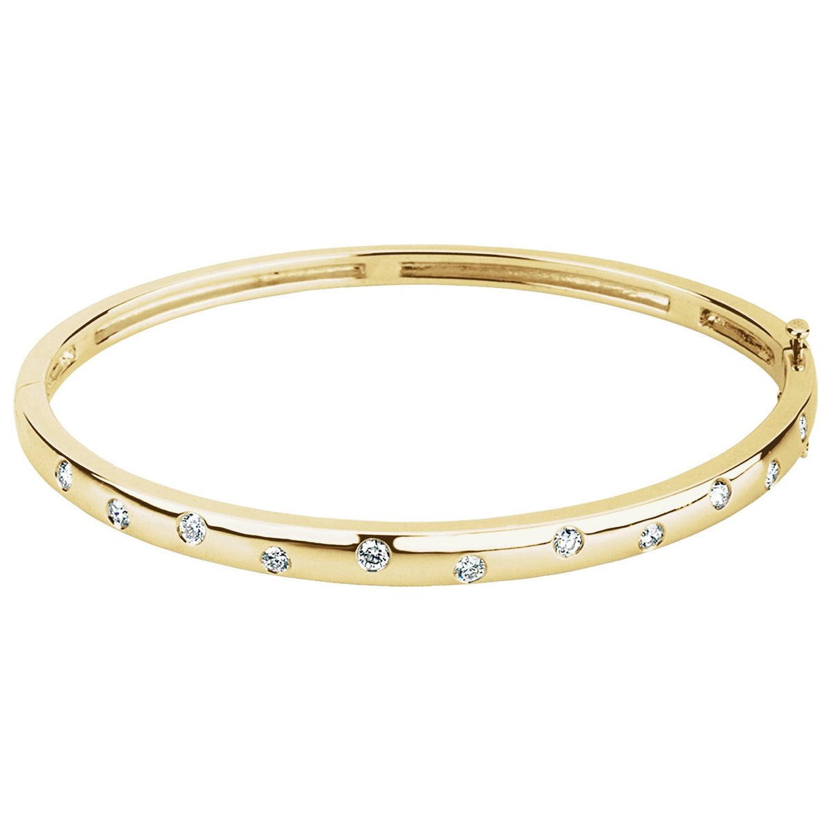 Accented Hinged Bangle Bracelet · 0.5 ct — 14K Yellow Gold