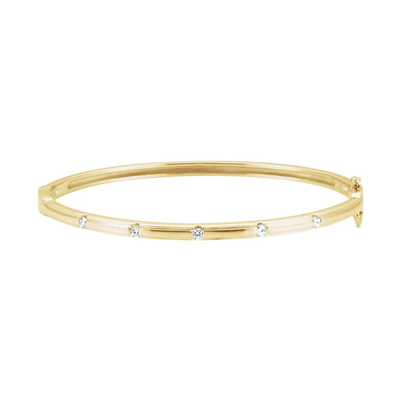 Accented Hinged Bangle Bracelet · 0.25 ct — 14K Yellow Gold