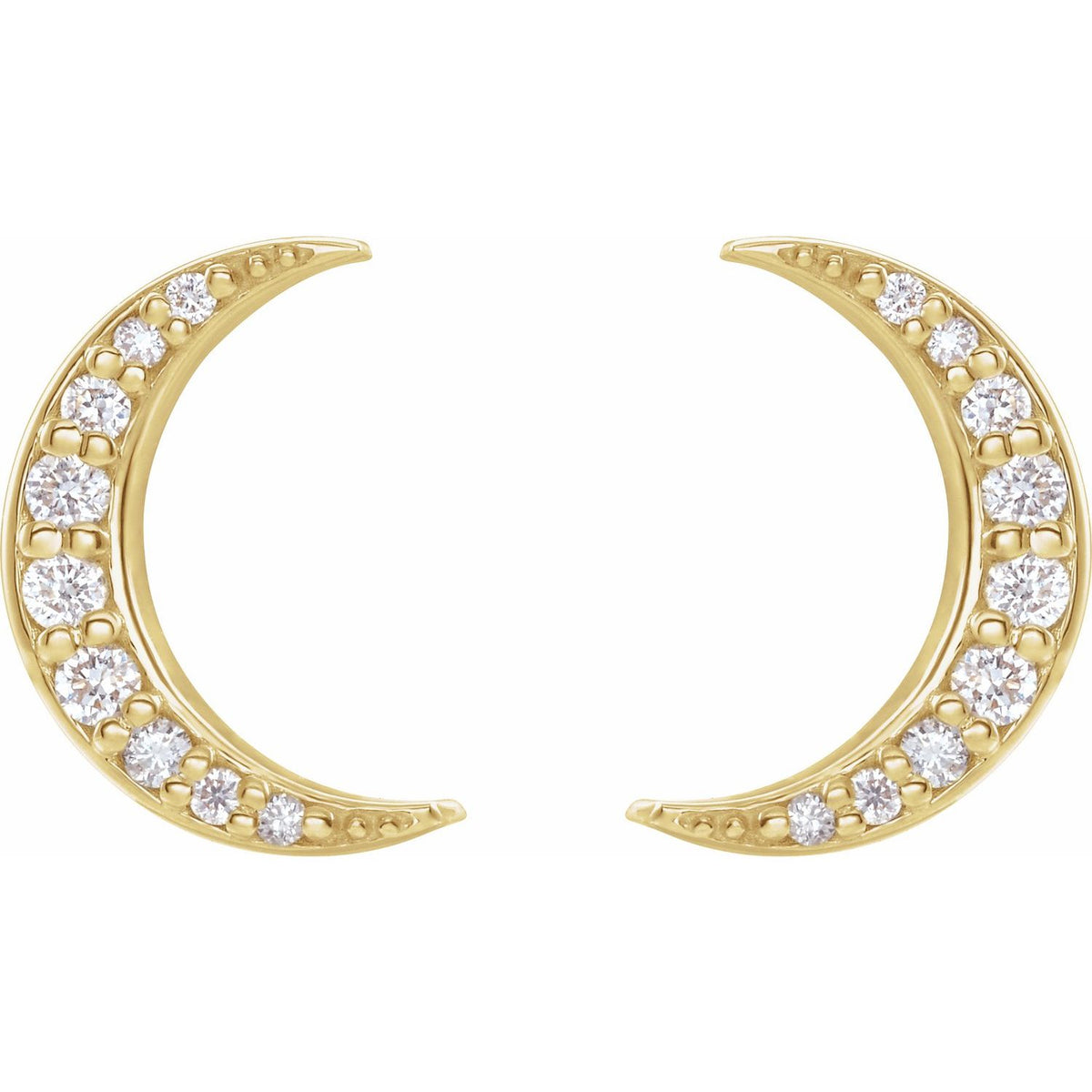 Crescent Moon Earrings · 0.1 ct — 14K Yellow Gold view 2