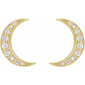 Crescent Moon Earrings · 0.1 ct — 14K Yellow Gold view 2