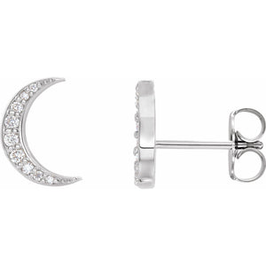 Crescent Moon Earrings · 0.1 ct — 14K White Gold