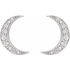 Crescent Moon Earrings · 0.1 ct — 14K White Gold view 2