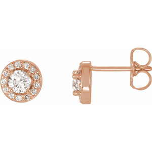 Round 4-Prong Halo-Style Earrings · 0.38–2.33 ct — 14K Rose Gold