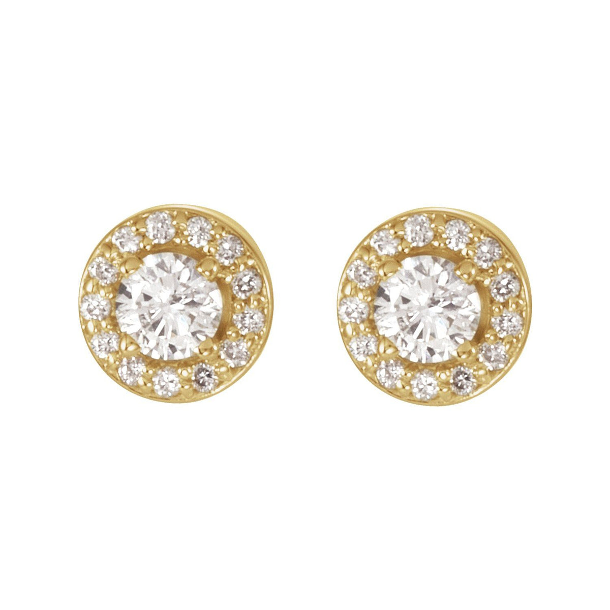 Round 4-Prong Halo-Style Earrings · 0.38–2.33 ct — 14K Yellow Gold view 2