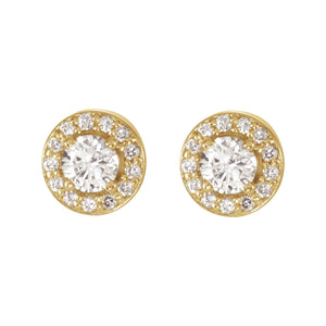 Round 4-Prong Halo-Style Earrings · 0.38–2.33 ct — 14K Yellow Gold view 2