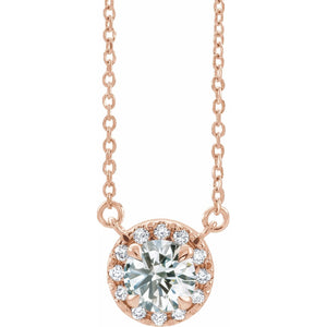 French-Set Halo-Style Necklace · 3.7–7 ct — 14K Rose Gold