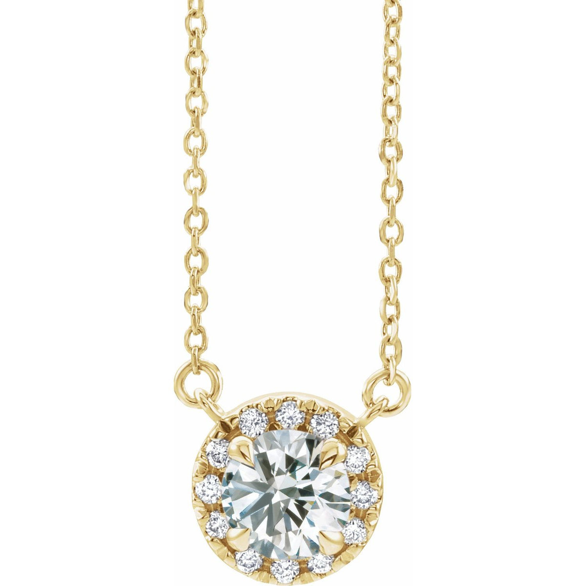 French-Set Halo-Style Necklace · 3.7–7 ct — 14K Yellow Gold