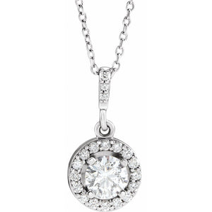 Halo-Style Necklace · 4.7–7.5 ct — 14K White Gold