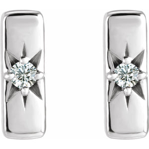 Accented Bar Earrings · 0.07 ct — 14K White Gold view 2