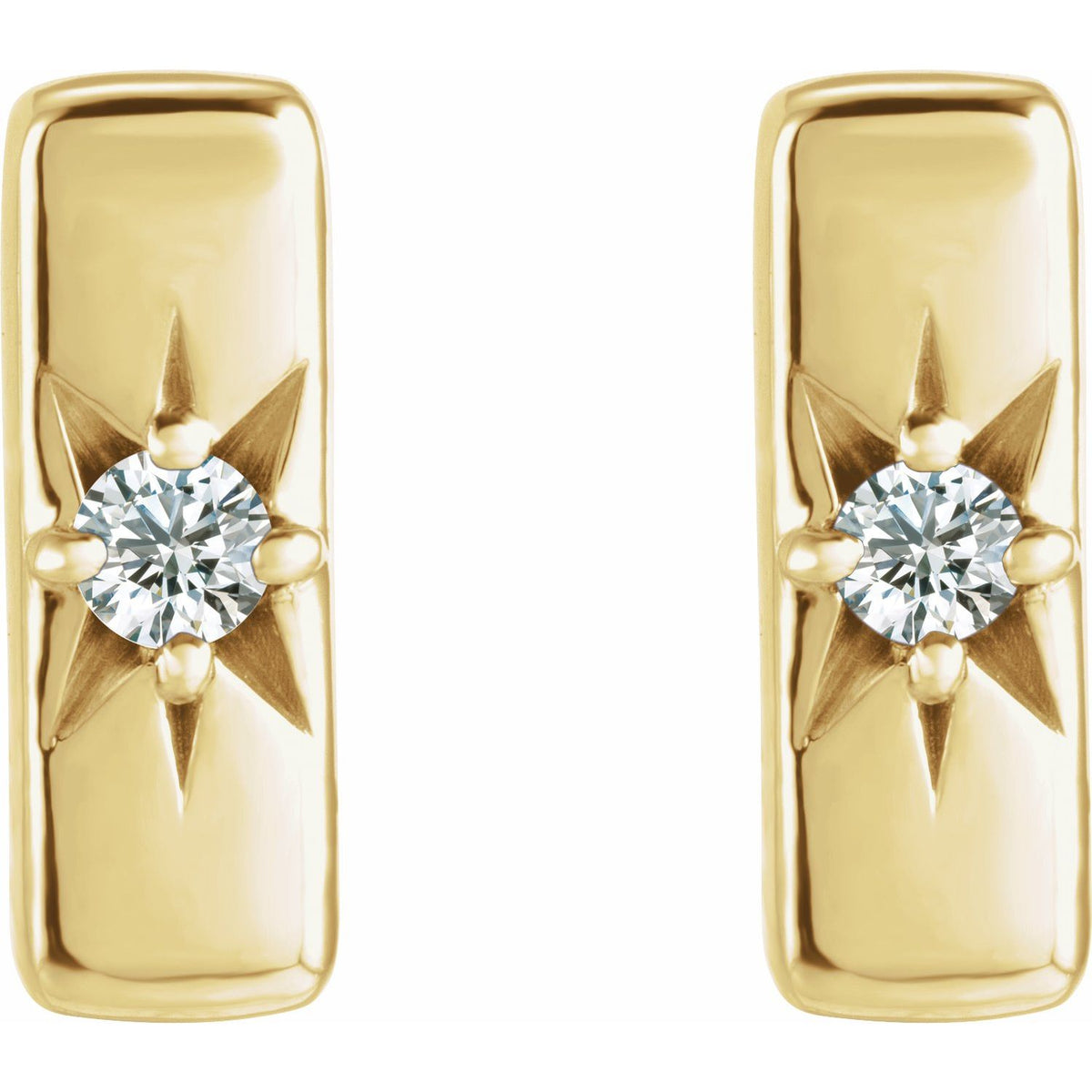 Accented Bar Earrings · 0.07 ct — 14K Yellow Gold view 2