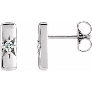 Accented Bar Earrings · 0.07 ct — 14K White Gold