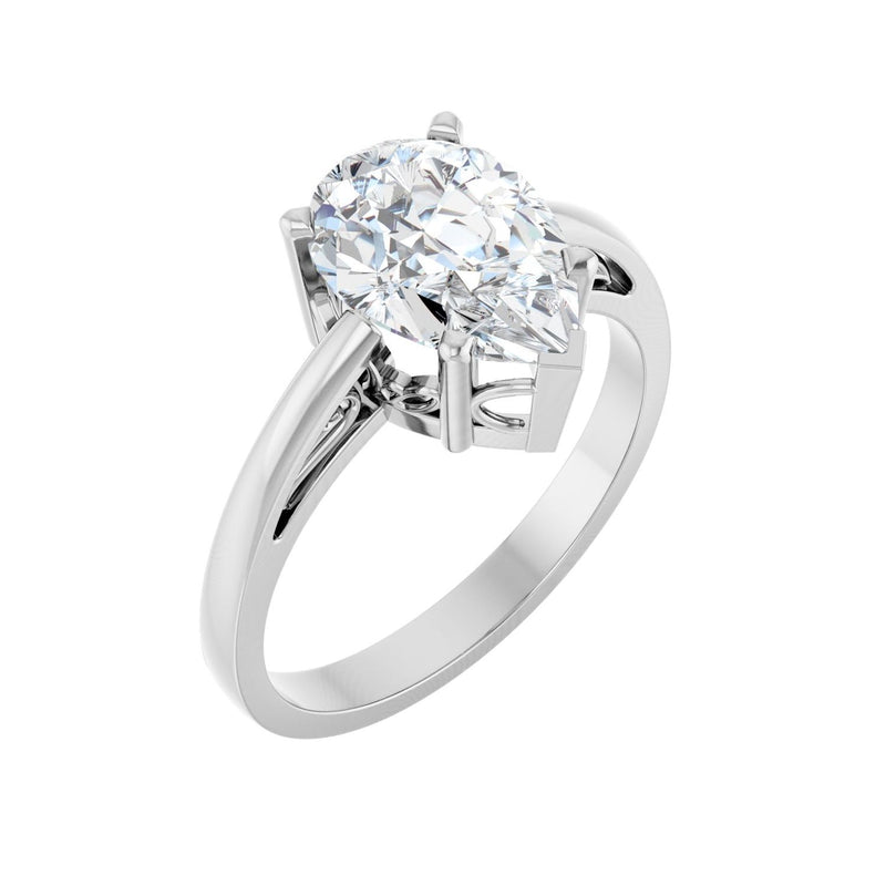 Solitaire Scroll Setting® Ring · 0.5–1 ct — 18K White Gold