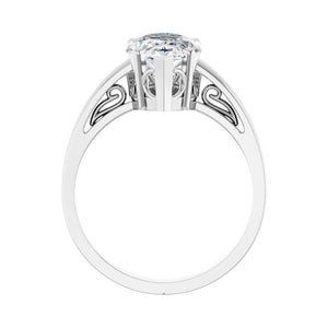 Solitaire Scroll Setting® Ring · 0.5–1 ct — 18K White Gold, detail