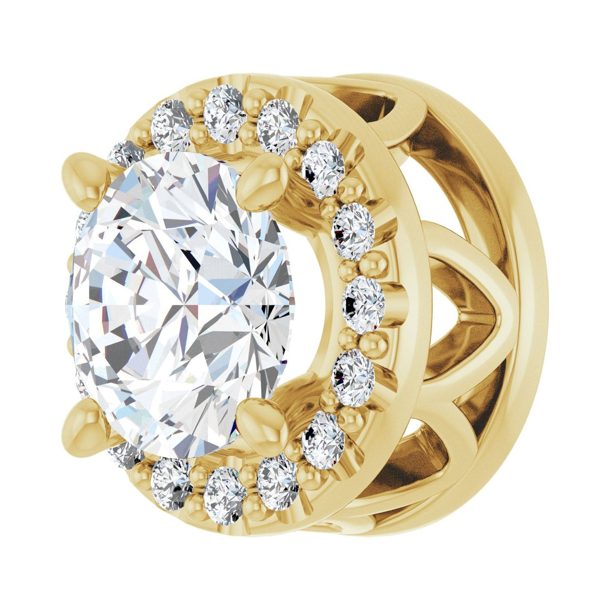 Halo-Style Pendant · 0.63 ct — 14K Yellow Gold view 2