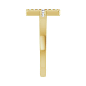 Sideways Cross Ring · 0.1 ct — 14K Yellow Gold view 4