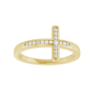 Sideways Cross Ring · 0.1 ct — 14K Yellow Gold view 3