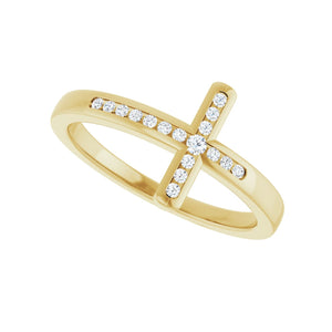 Sideways Cross Ring · 0.1 ct — 14K Yellow Gold view 5