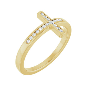 Sideways Cross Ring · 0.1 ct — 14K Yellow Gold