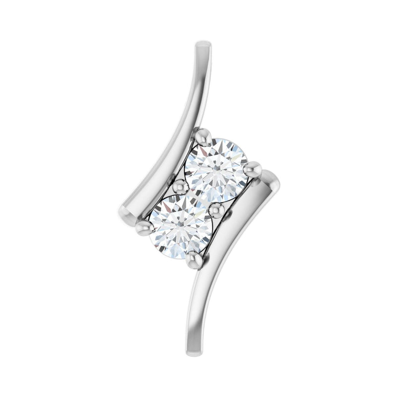 Two-Stone Freeform Pendant · 0.5 ct — 14K White Gold