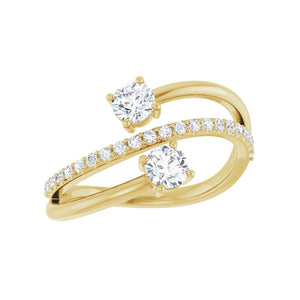Two-Stone Bypass Ring · 0.75 ct — 14K Yellow Gold view 3