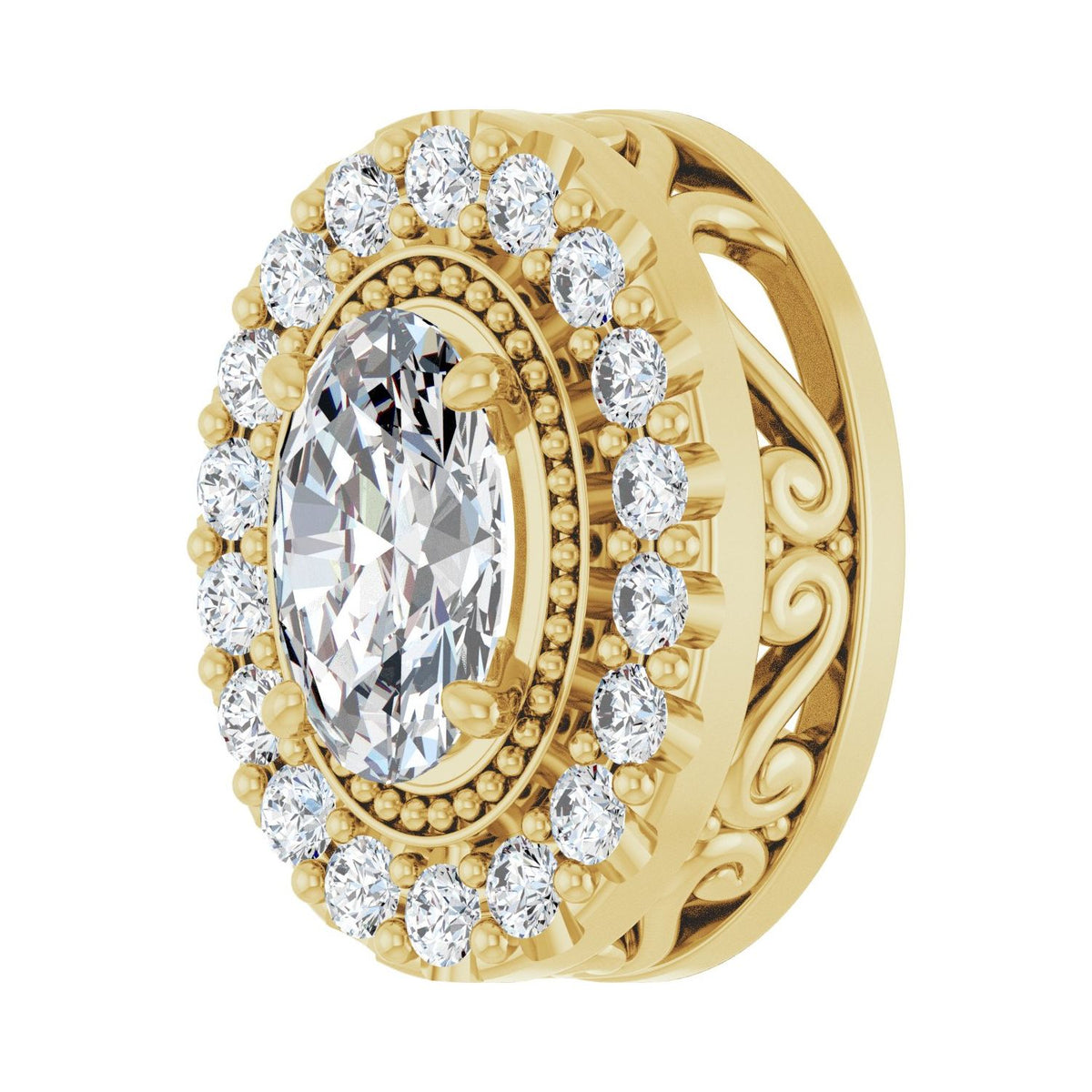 Halo-Style Pendant · 11.13 ct — 14K Yellow Gold view 2
