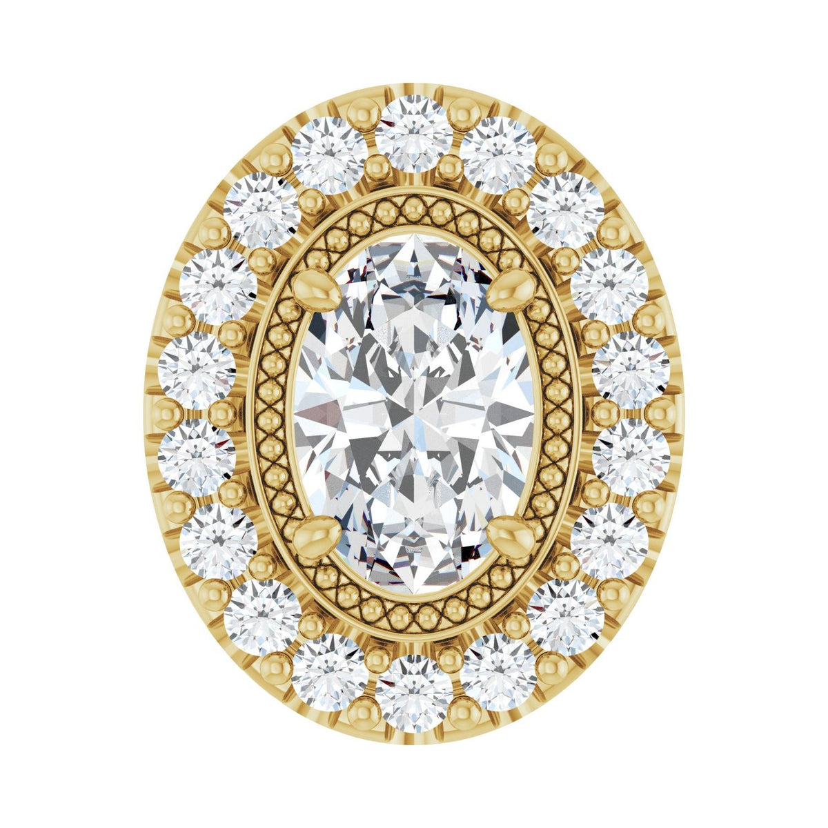 Halo-Style Pendant · 11.13 ct — 14K Yellow Gold