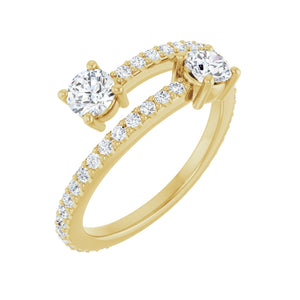 Two-Stone Bypass Ring · 0.88 ct — 14K Yellow Gold