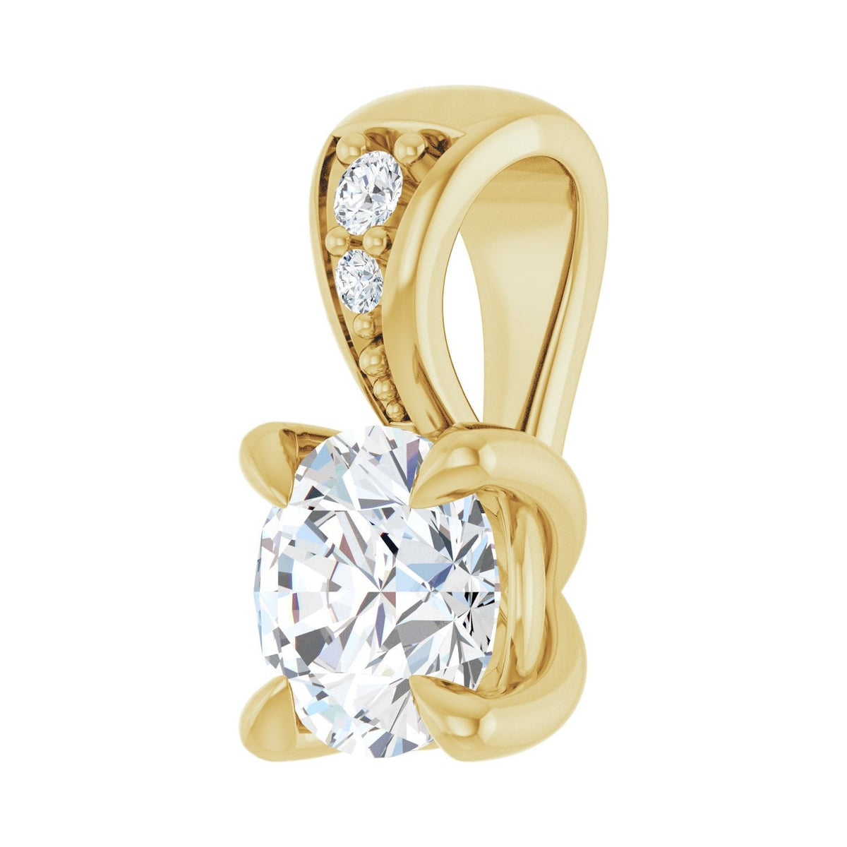 Accented Claw-Prong Pendant · 4.3 ct — 14K Yellow Gold view 2