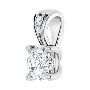 Accented Claw-Prong Pendant · 4.3 ct — 14K White Gold view 2